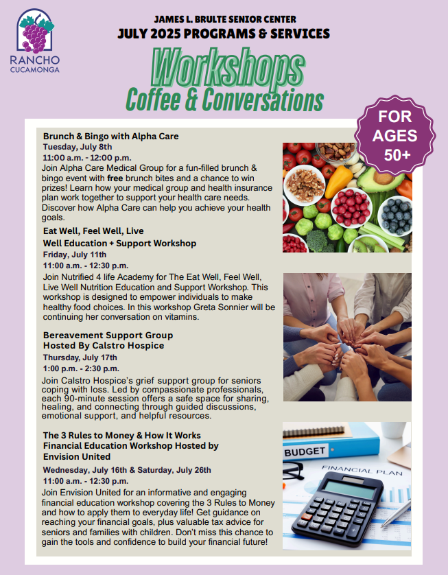 Senior July workshop & services