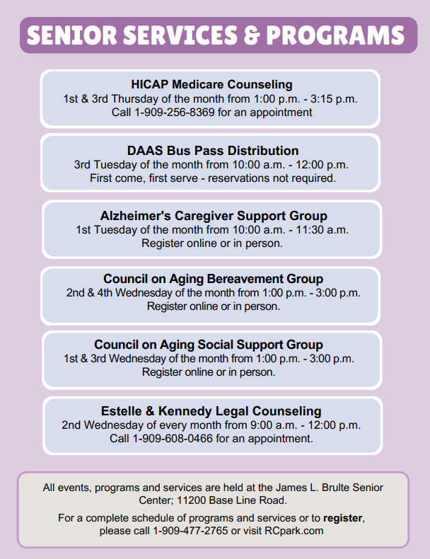 Senior services and programs