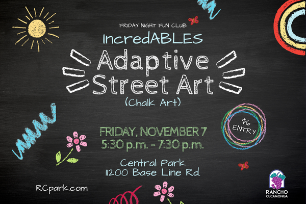 IncredABLES Adaptive Street Art. Friday, November 7. 5:30p.m. - 7:30 p.m. Central Park 11200 Base Line Rd. $6 Entry. RCpark.com.