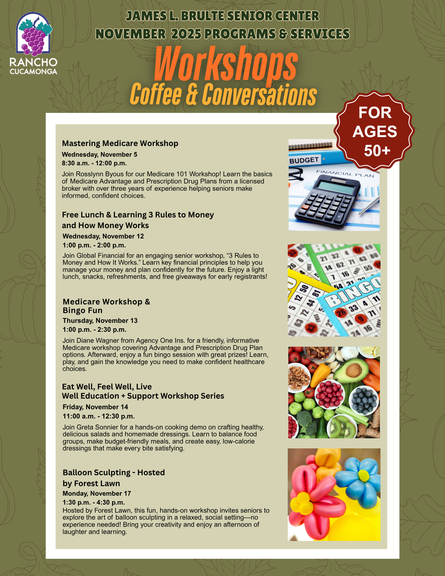 James L. Brulte Senior Center November Workshops and Programs