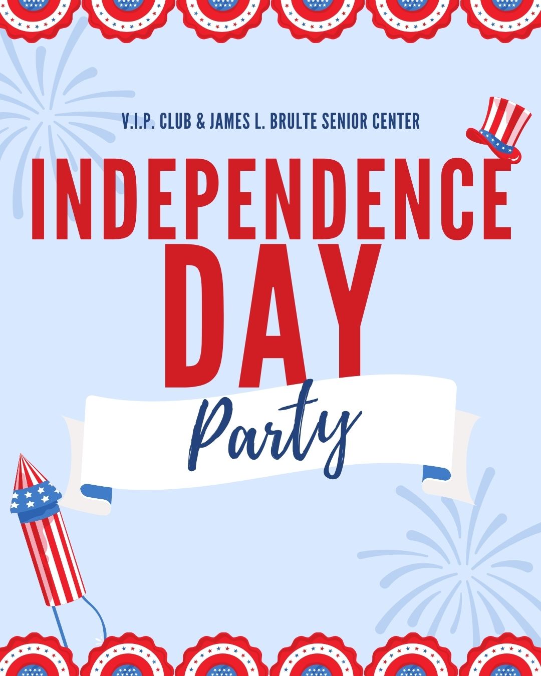 Patriotic themed illustration with VIP Club Independence Day Party with firework and top hat