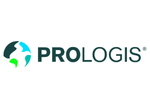 Logo consisting of a circular icon with abstract green, teal, and dark shapes on the left, followed by the word PROLOGIS in bold dark green letters on a white background.