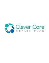 Teal and blue text, Clever Care Health Plan logo