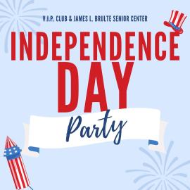 Patriotic themed illustration with VIP Club Independence Day Party with firework and top hat