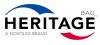 Heritage Bag TM A Novolex Brand logo with black and gray lettering. Blue and Red "swipe" icon.