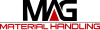 Logo with large black letters spelling ‘MAG,’ featuring a red triangle integrated into the A, above red text reading ‘Material Handling.’