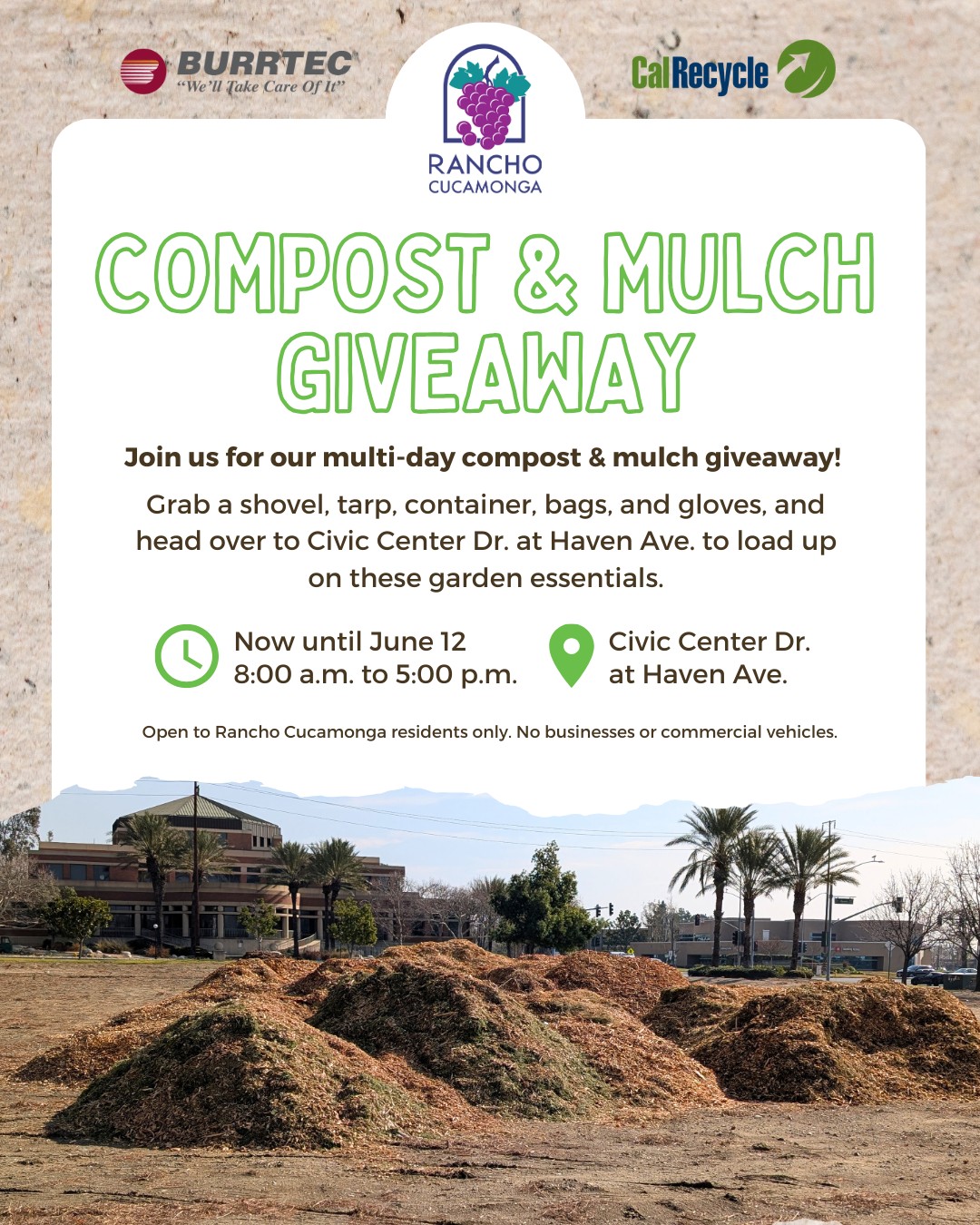 mulch in front of City Hall