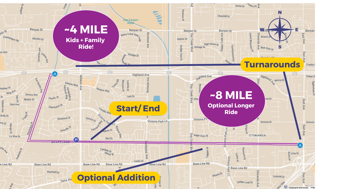 Community Bike Ride for June 2025 Route with mileage description of 4-8 miles