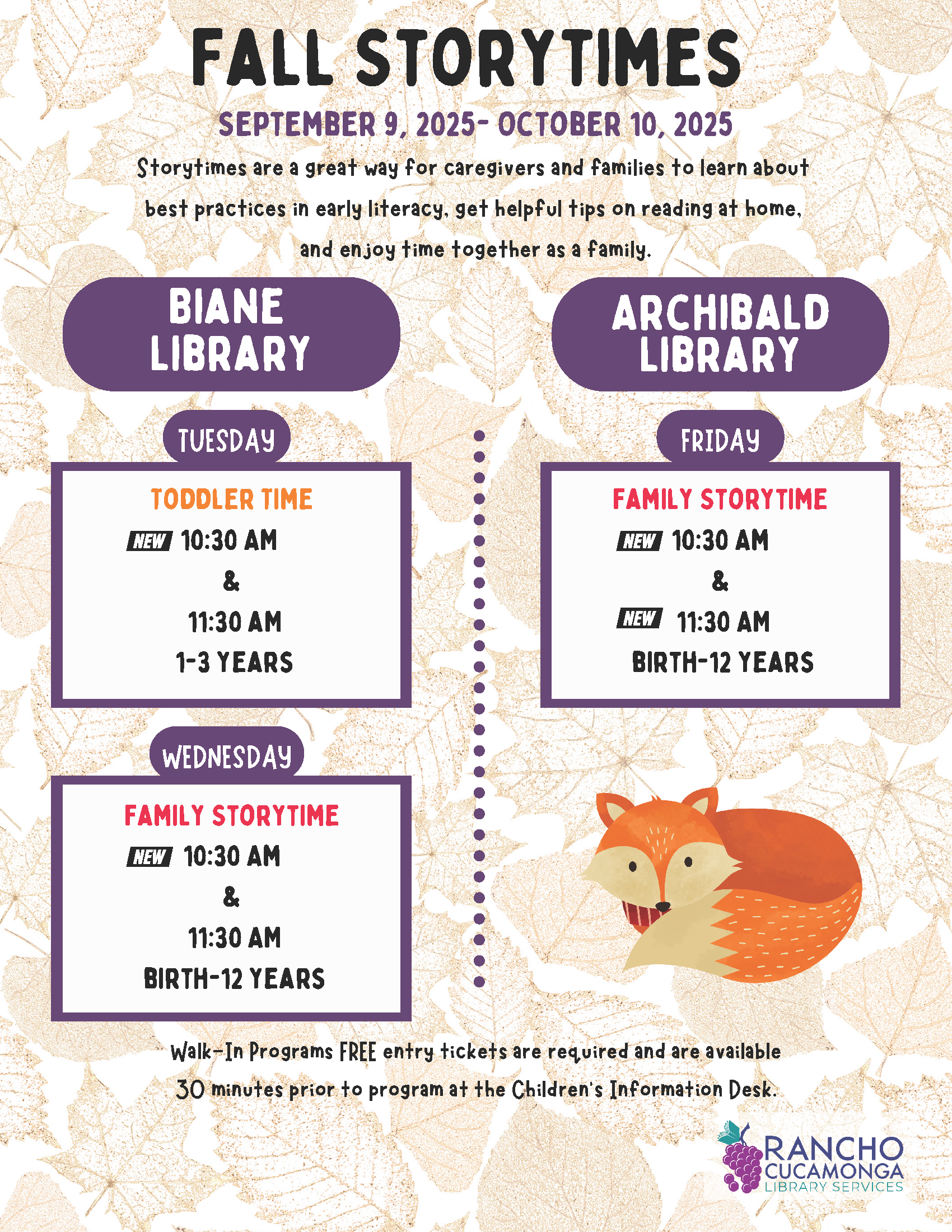 fall storytimes 2025