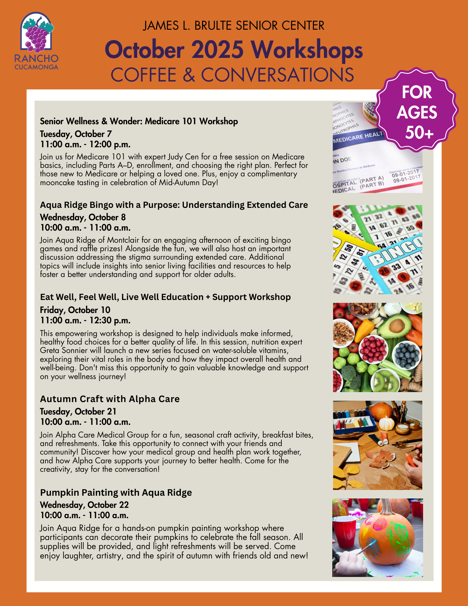 James L. Brulte Senior Center September Workshops and Programs