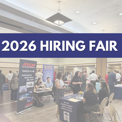 2026 Hiring Fair event people walking around employer booths