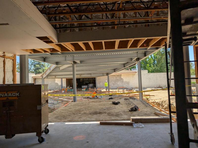 Diane Williams Library Construction View from Inside Building Layout to Corridor 